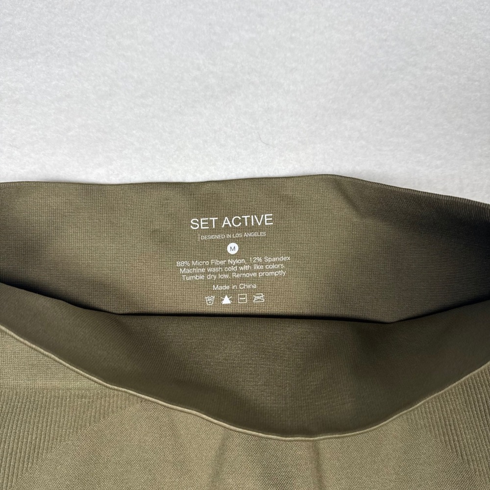 SET ACTIVE Sculptflex High Waisted Seamless Leggings Olive Green Size Medium